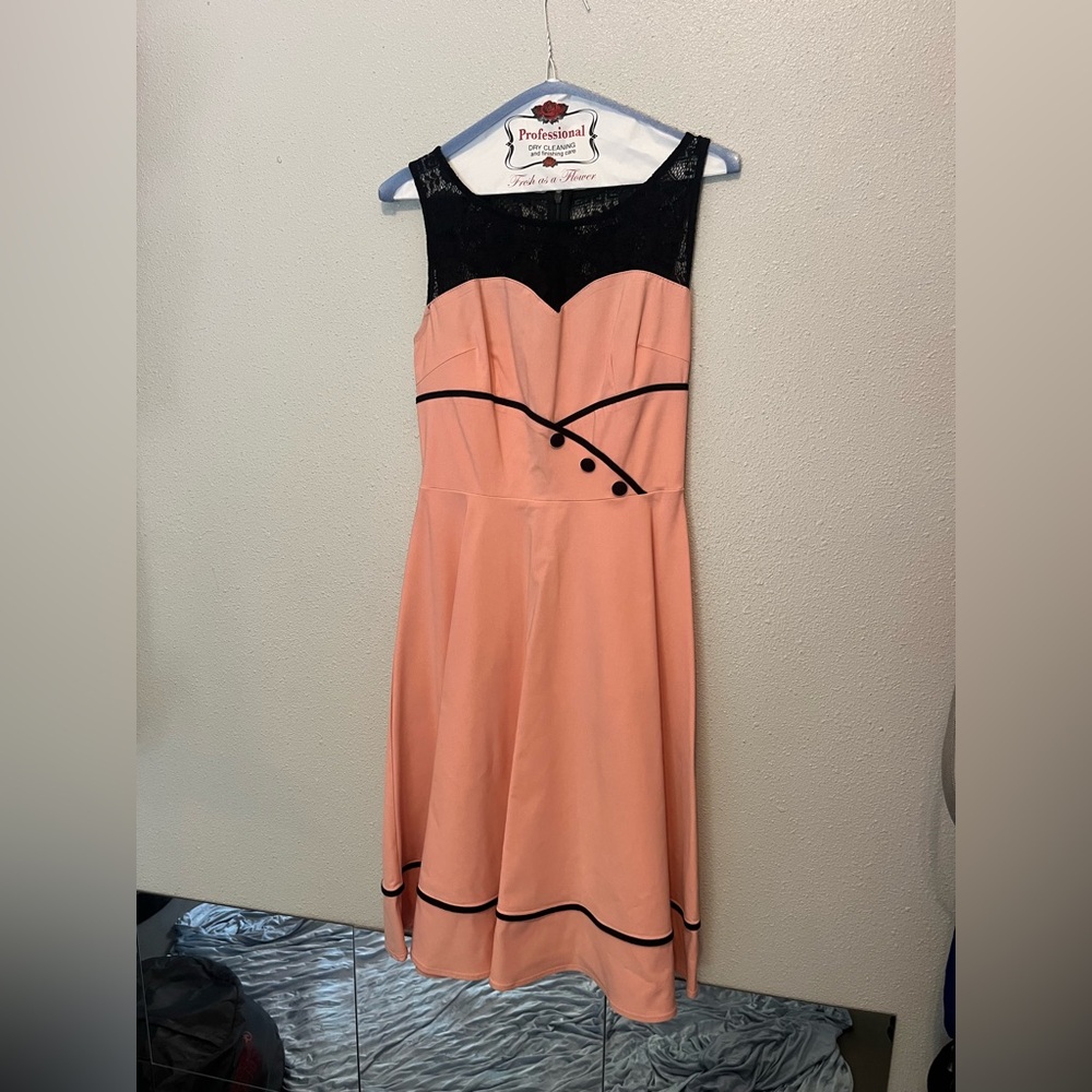 Elegant Peach and Black Dress